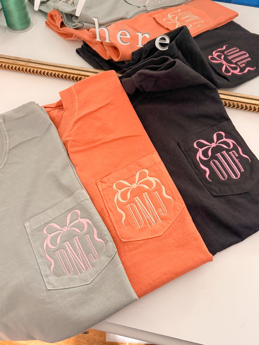 Bow Monogram Pocket Tees