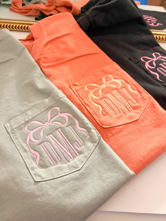 Bow Monogram Pocket Tees